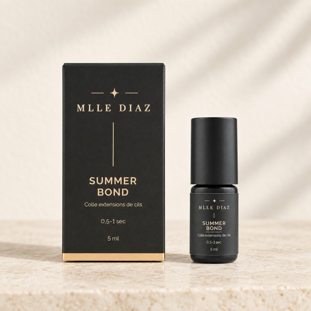 Colle extensions de cils Summer Bond Mlle Diaz devant son étui noir