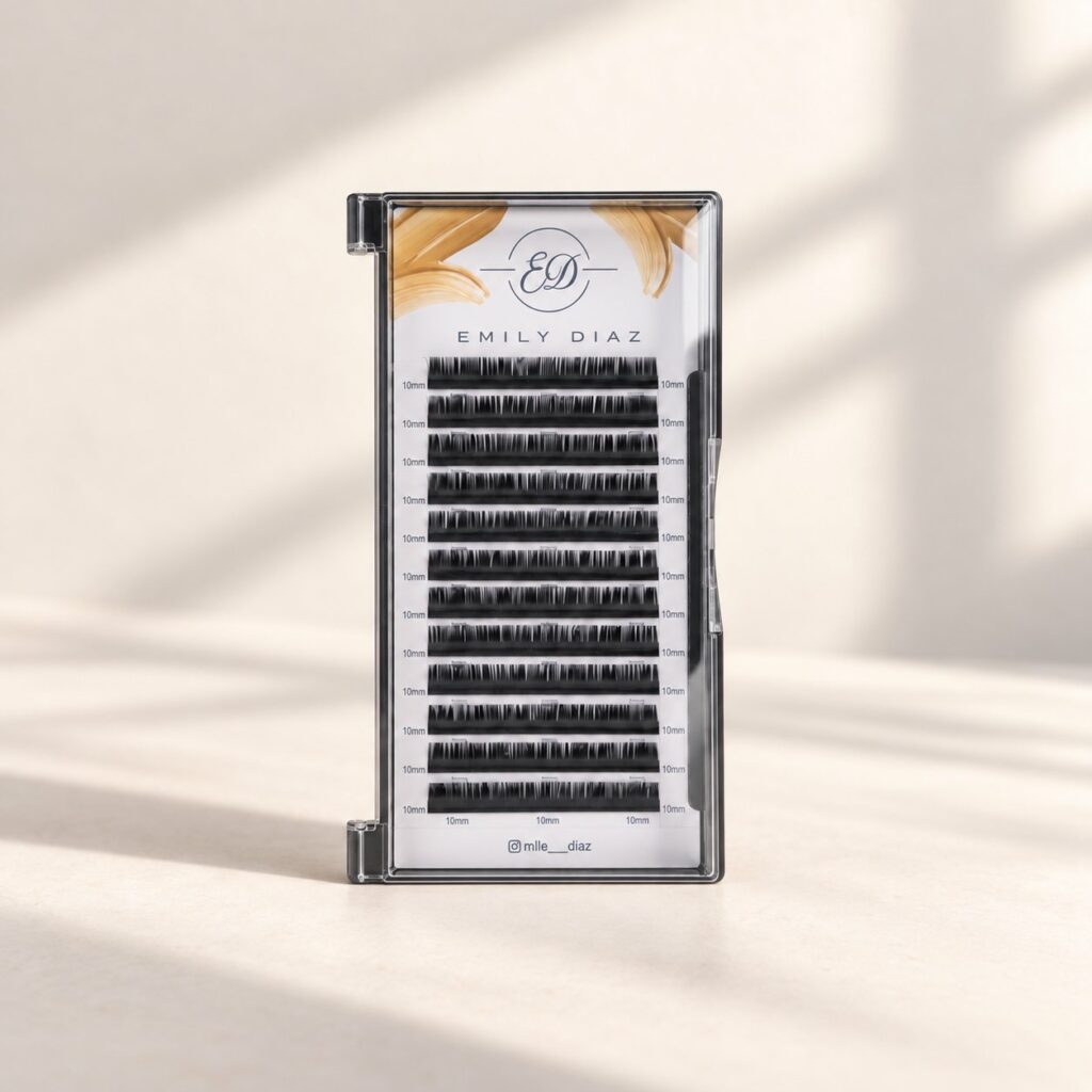 Plateau d'extensions de cils Easy fan sous une lumière douce