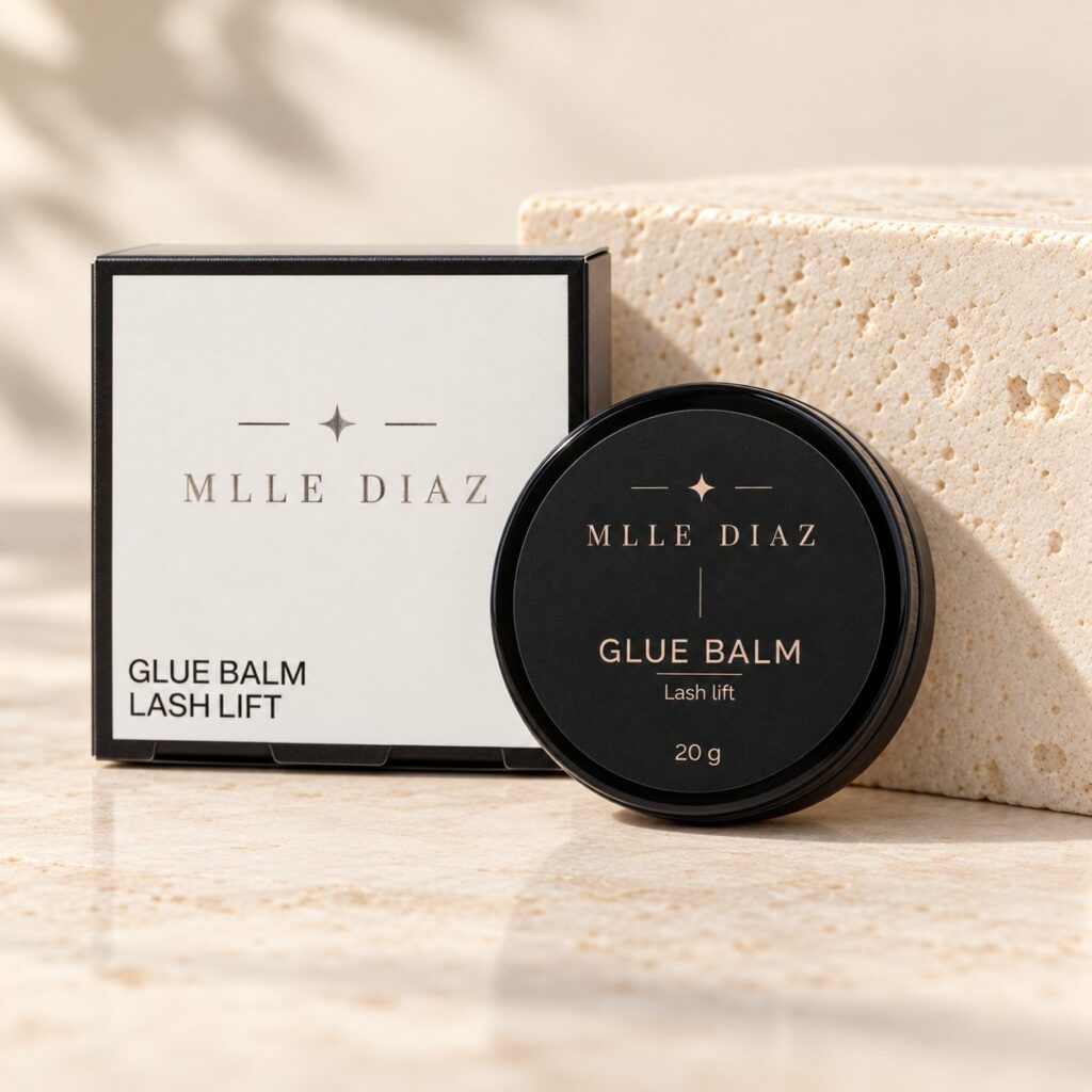 Glue balm Mlle Diaz et son étui, baume fixateur sans colle