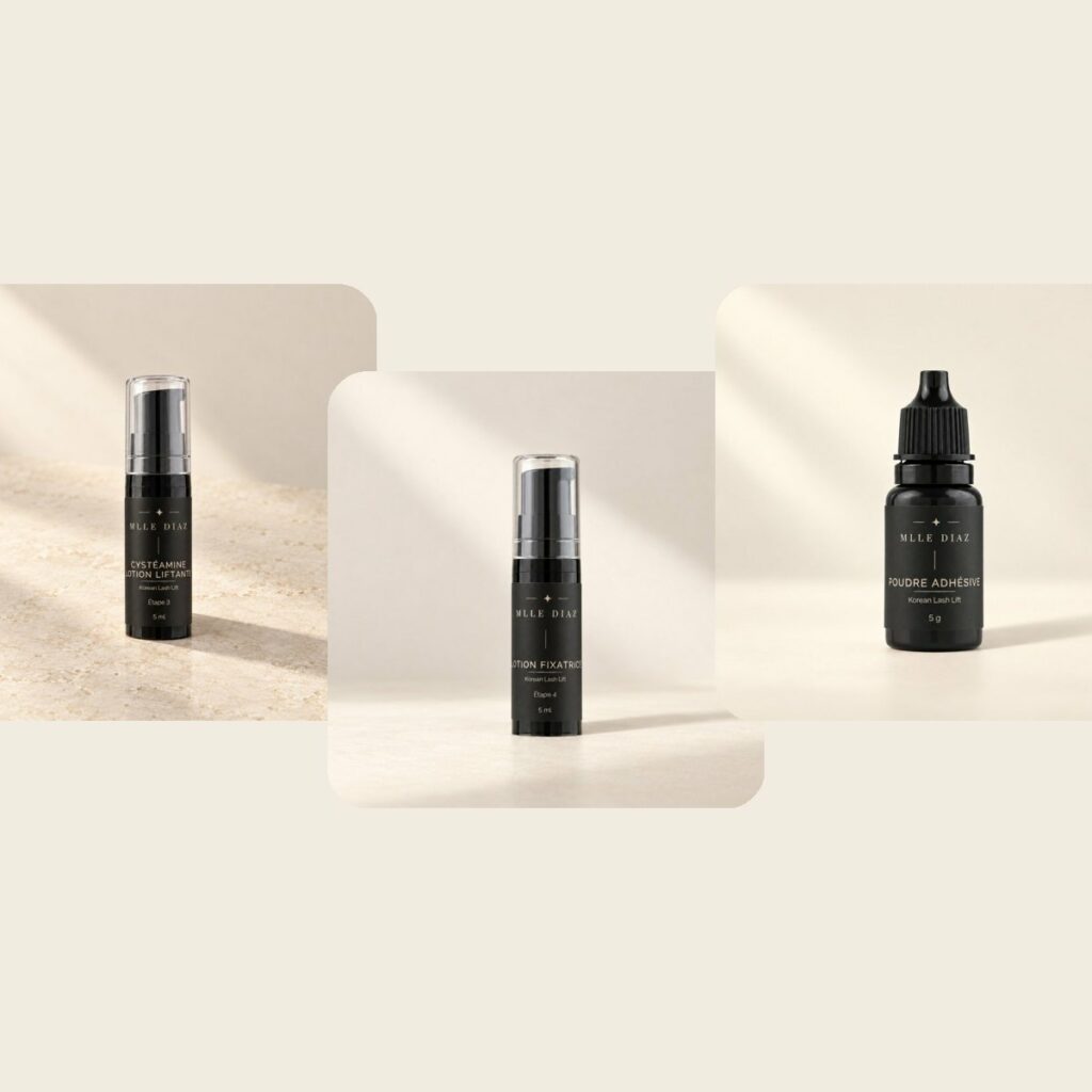 Recharge Korean Lash Lift, version poudre : Lotion à la cystéamine et Lotion fixatrice et Poudre adhésive